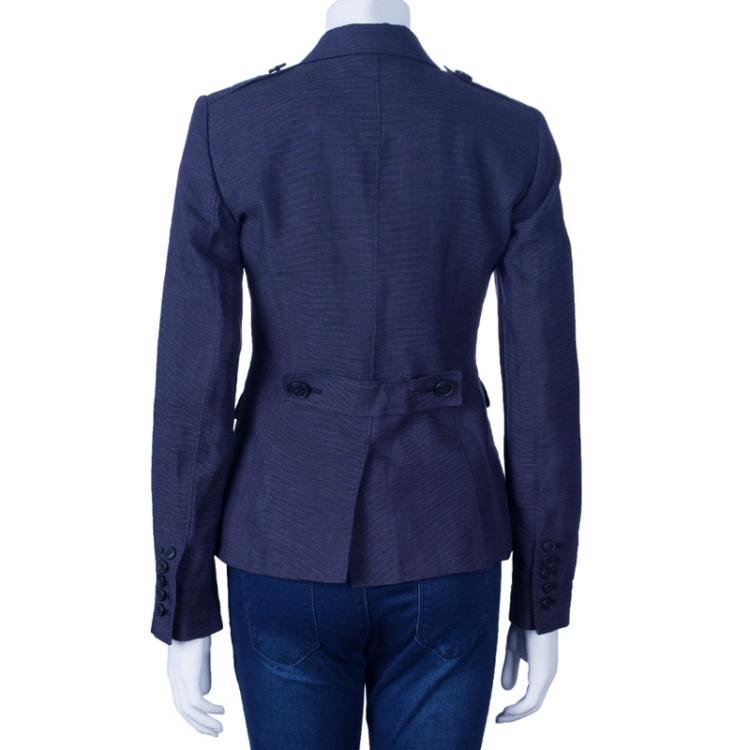 Pre Owned Burberry Blue Novacheck Lining Blazer S