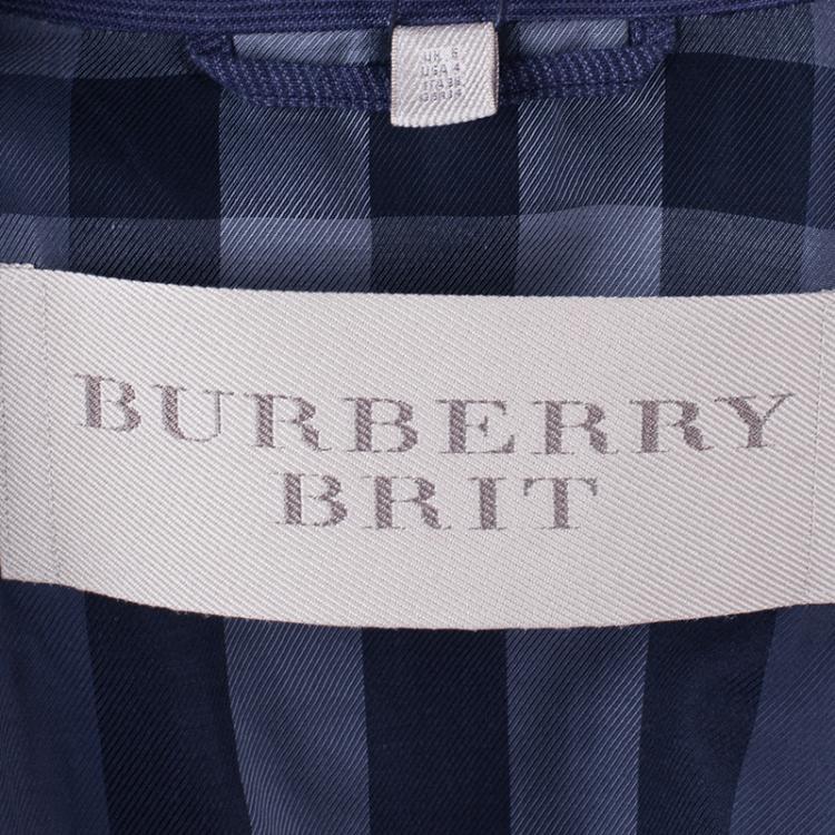 Pre Owned Burberry Blue Novacheck Lining Blazer S