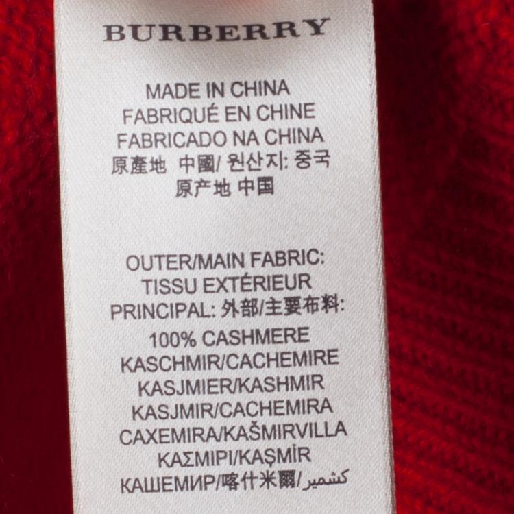 Pre Owned Burberry Red Crewneck Cashmere Knit Sweater L