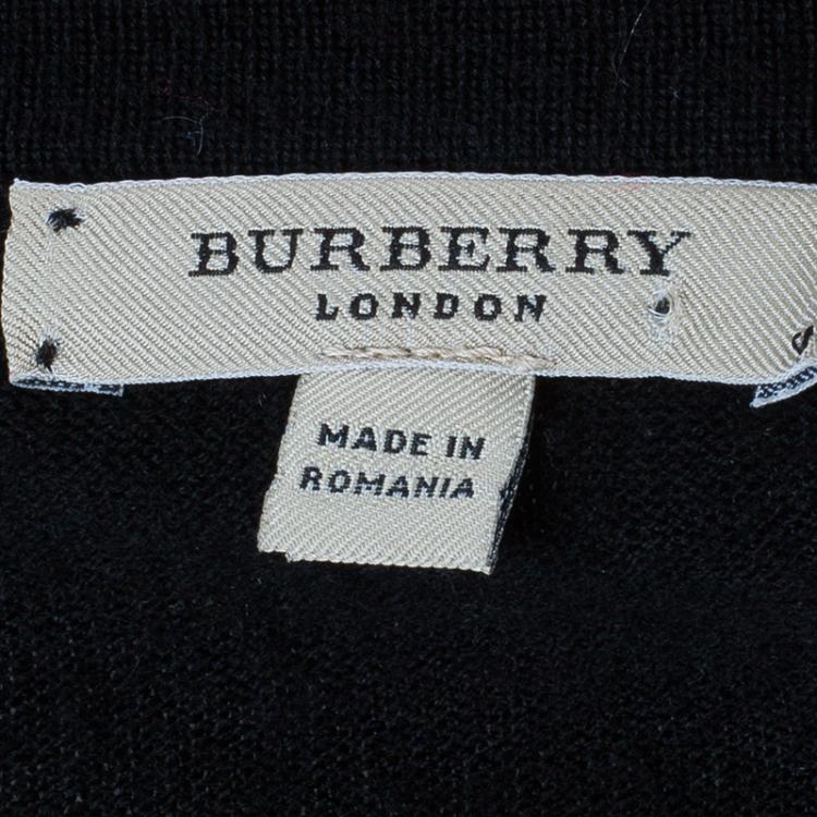 Pre Owned Burberry Black Novacheck Knit Top S