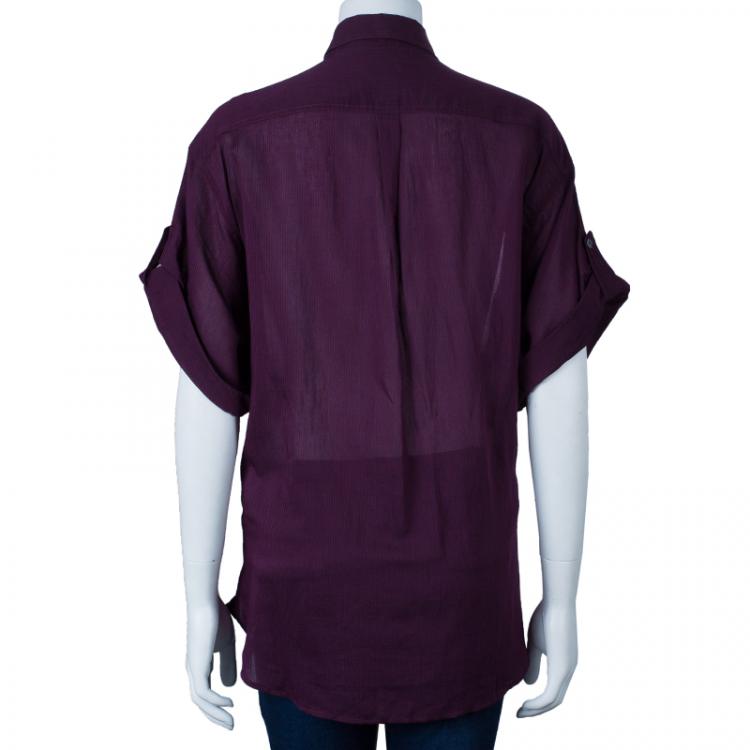 Pre Owned Burberry Brit Purple Striped Top L