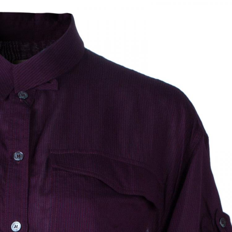 Pre Owned Burberry Brit Purple Striped Top L