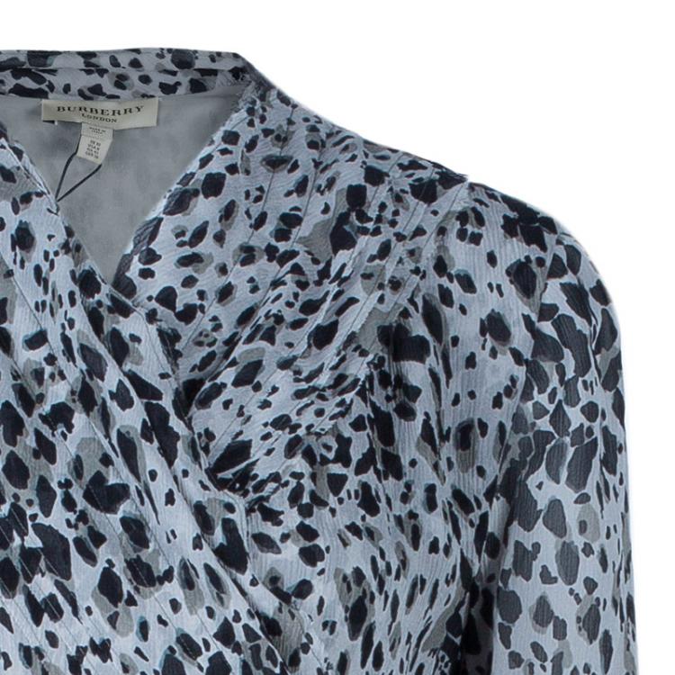 Pre Owned Burberry Grey Leopard Print Dress M