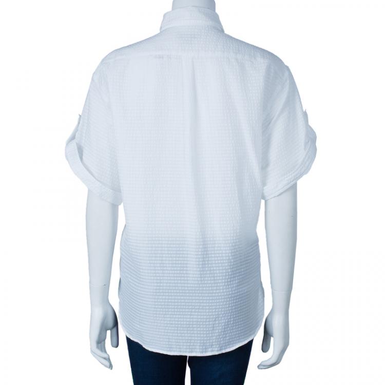 Pre Owned Burberry White Striped Blouse M