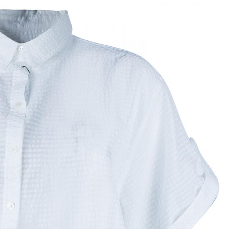 Pre Owned Burberry White Striped Blouse M