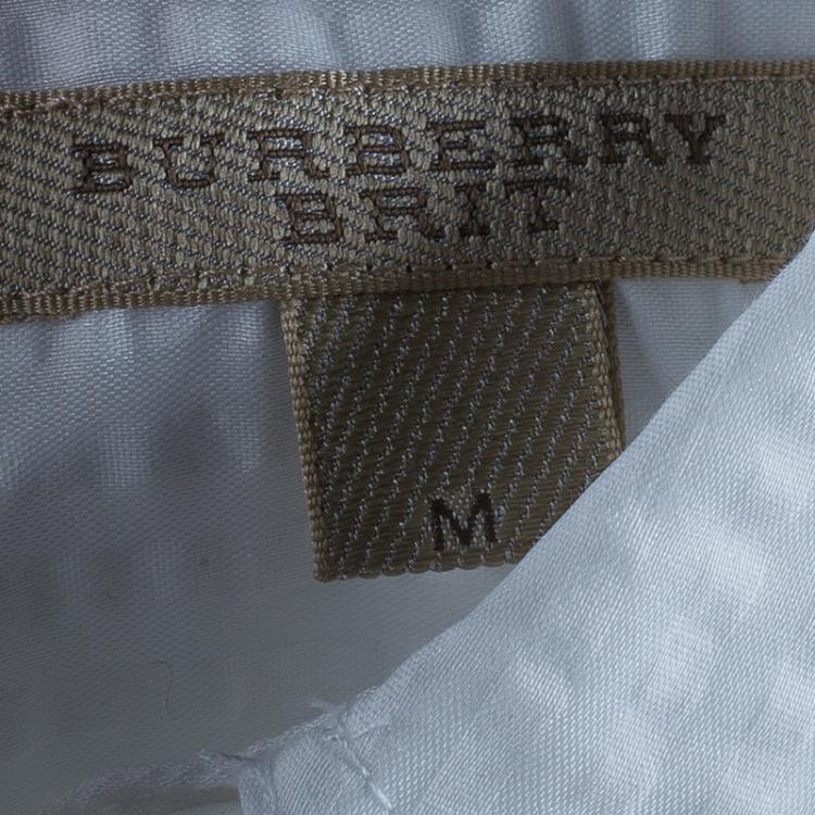 Pre Owned Burberry White Striped Blouse M