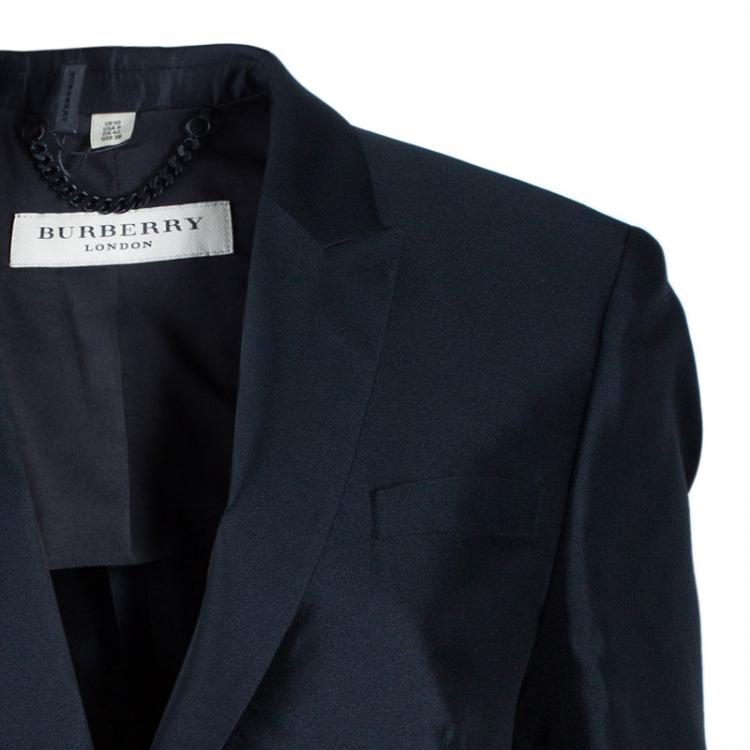 Pre Owned Burberry Black Silk Tailored Blazer M