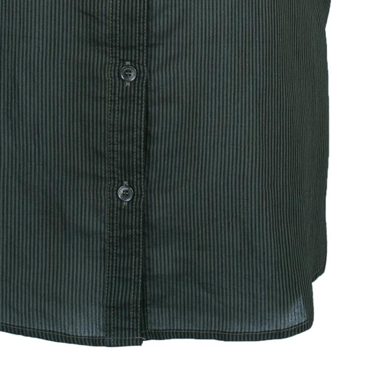 Pre Owned Burberry Brit Military Green Striped Button Down Shirt XL