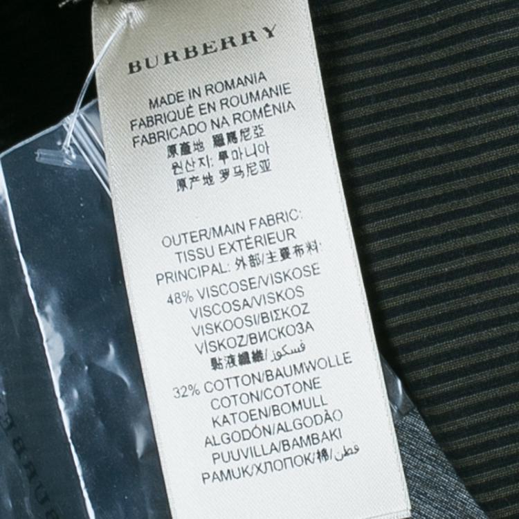 Pre Owned Burberry Brit Military Green Striped Button Down Shirt XL