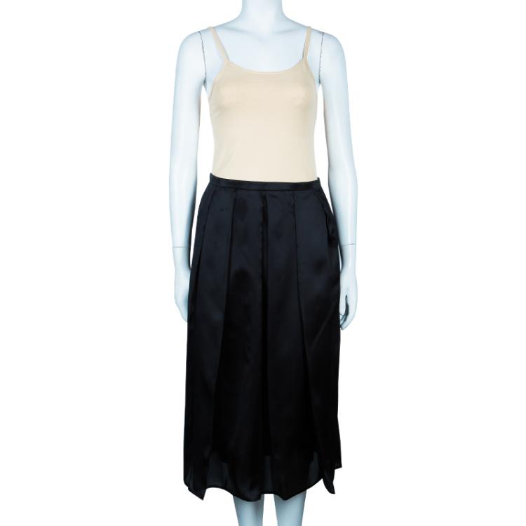 Pre Owned Burberry Black Silk Knee-length Skirt M