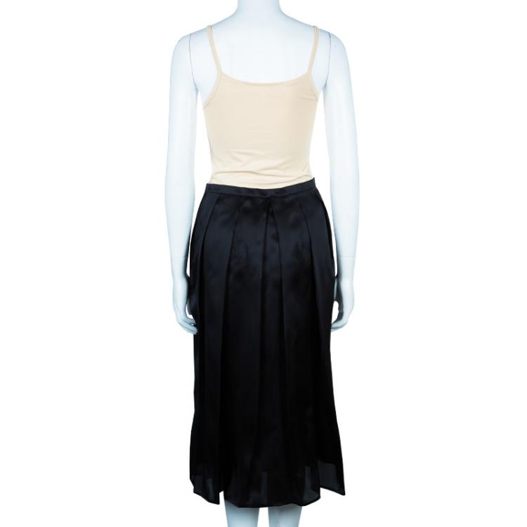 Pre Owned Burberry Black Silk Knee-length Skirt M