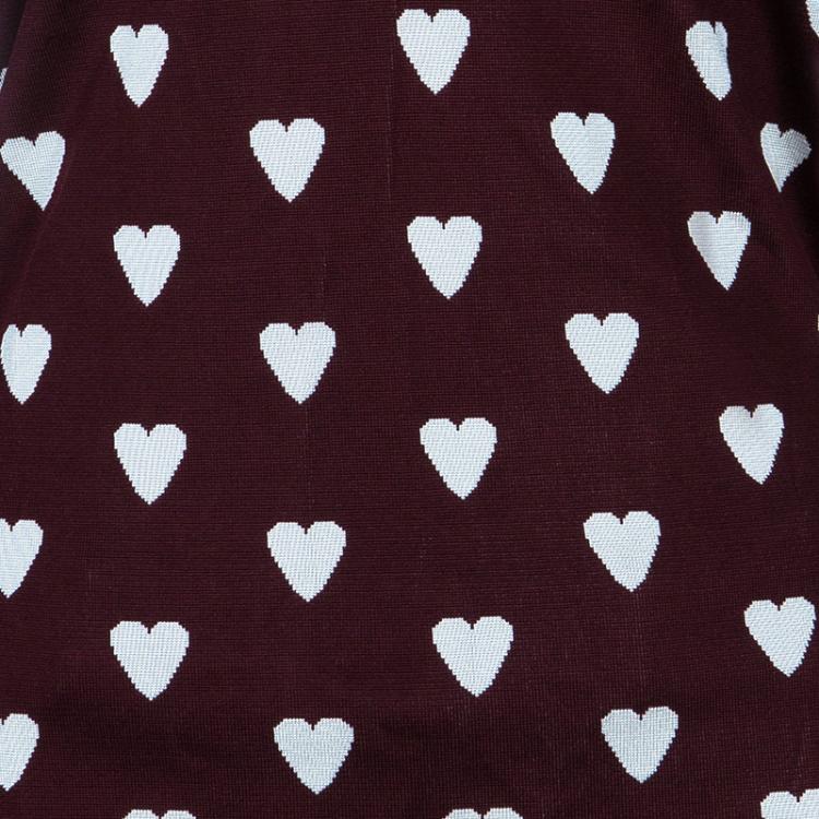 Pre Owned Burberry Prorsum Burgundy Heart Print Sweater L