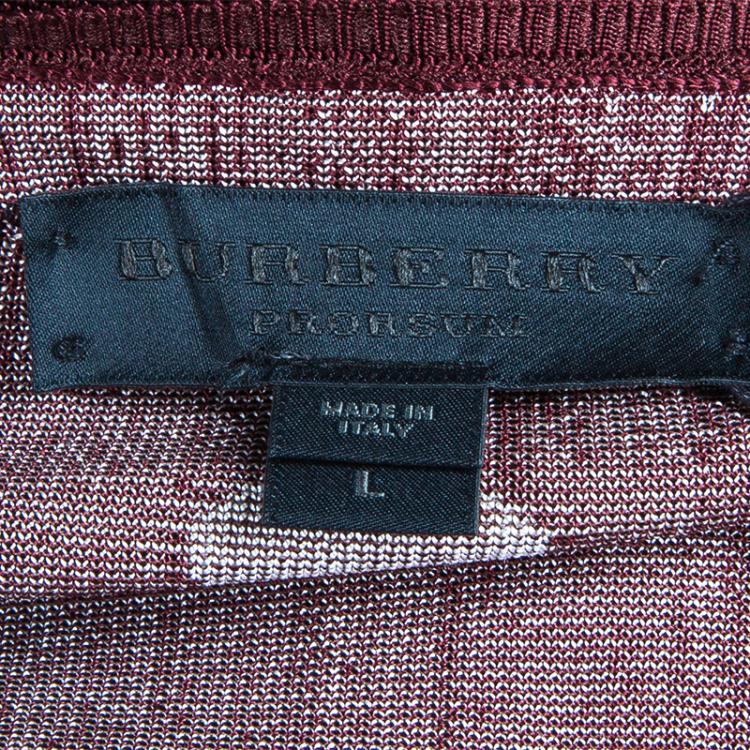 Pre Owned Burberry Prorsum Burgundy Heart Print Sweater L