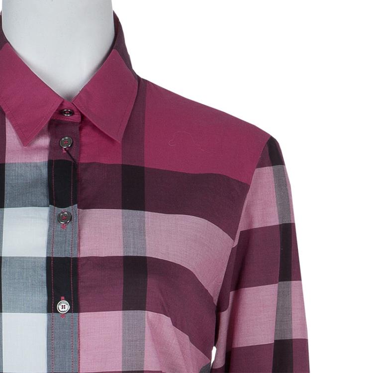Pre Owned Burberry Pink Novacheck Long Sleeve Buttondown Cotton Shirt M