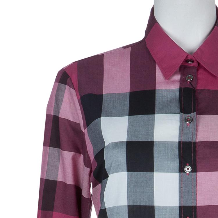 Pre Owned Burberry Pink Novacheck Long Sleeve Buttondown Cotton Shirt M