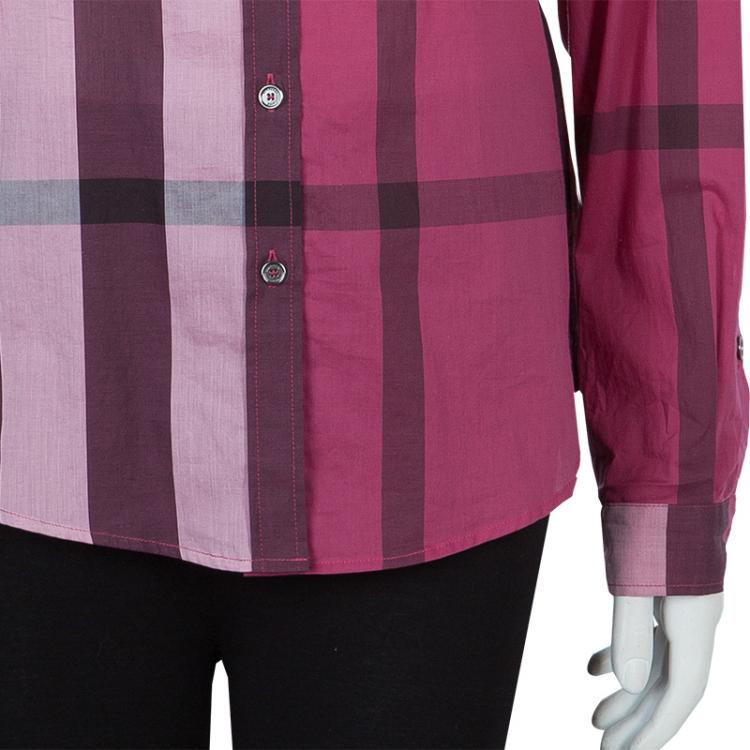 Pre Owned Burberry Pink Novacheck Long Sleeve Buttondown Cotton Shirt M
