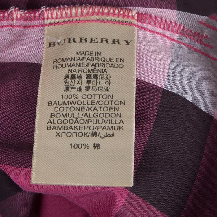 Pre Owned Burberry Pink Novacheck Long Sleeve Buttondown Cotton Shirt M