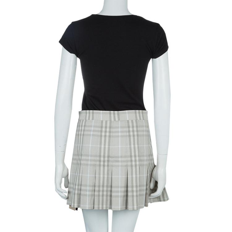 مملوكة مسبقًا Burberry Novacheck Wraparound Pleated Mini Skirt M