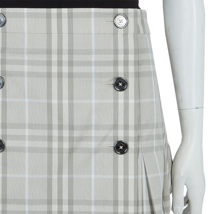 مملوكة مسبقًا Burberry Novacheck Wraparound Pleated Mini Skirt M