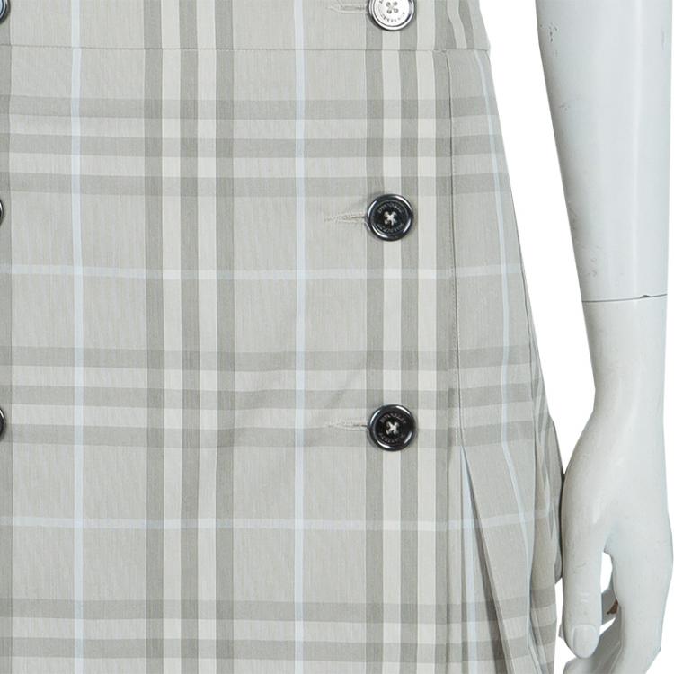 مملوكة مسبقًا Burberry Novacheck Wraparound Pleated Mini Skirt M