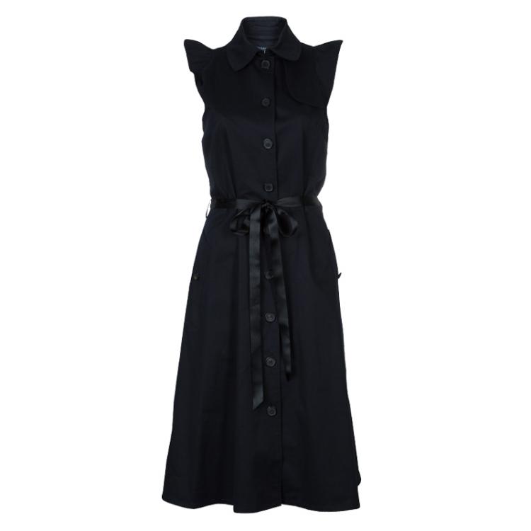 Pre Owned Burberry Navy Blue Knee Length Trench Dress M