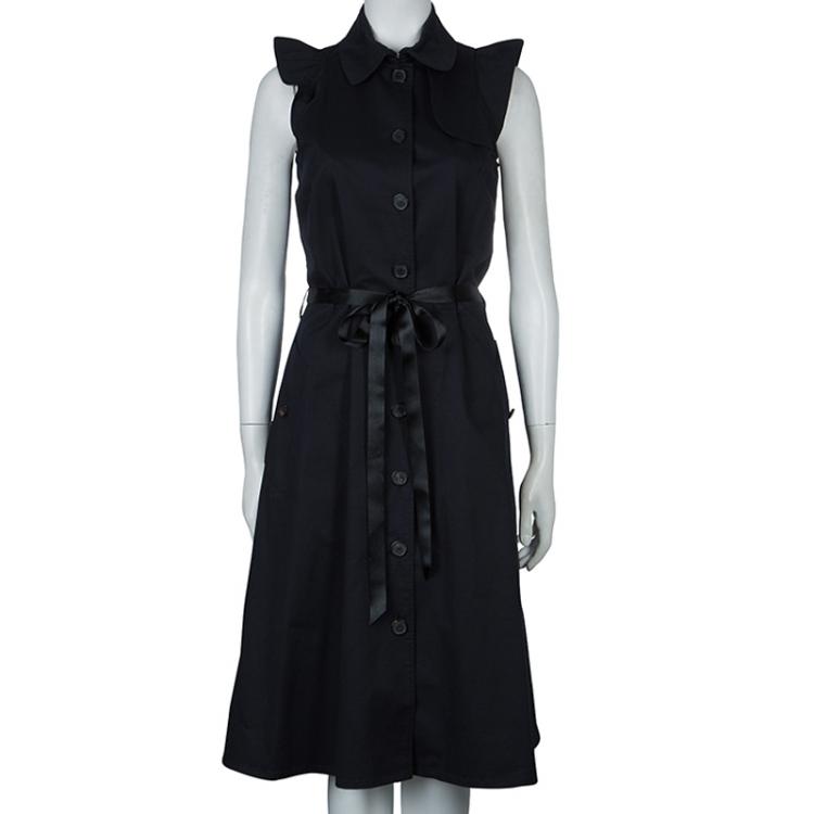 Pre Owned Burberry Navy Blue Knee Length Trench Dress M