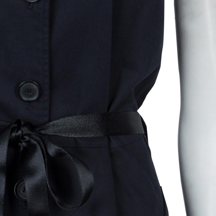 Pre Owned Burberry Navy Blue Knee Length Trench Dress M