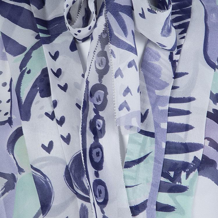 Pre Owned Burberry Prorsum Multicolor Floral Print Silk Long Sleeve Maxi Dress L
