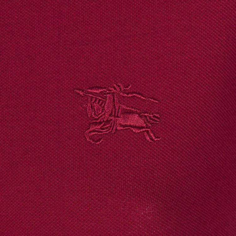 Pre Owned Burberry Brit Red Novacheck Collar Polo Shirt L