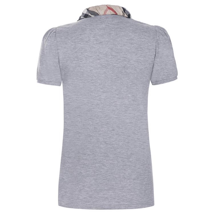 Pre Owned Burberry Brit Grey Melange Novacheck Collar Polo Shirt M