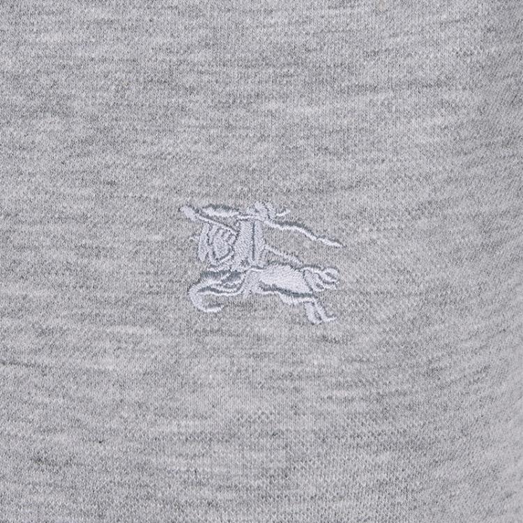 Pre Owned Burberry Brit Grey Melange Novacheck Collar Polo Shirt L