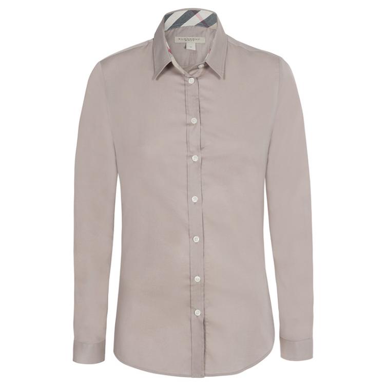 Pre Owned Burberry Brit Beige Novacheck Detail Cotton Shirt S