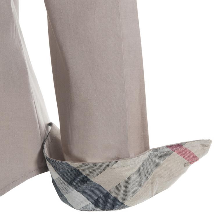 Pre Owned Burberry Brit Beige Novacheck Detail Cotton Shirt S