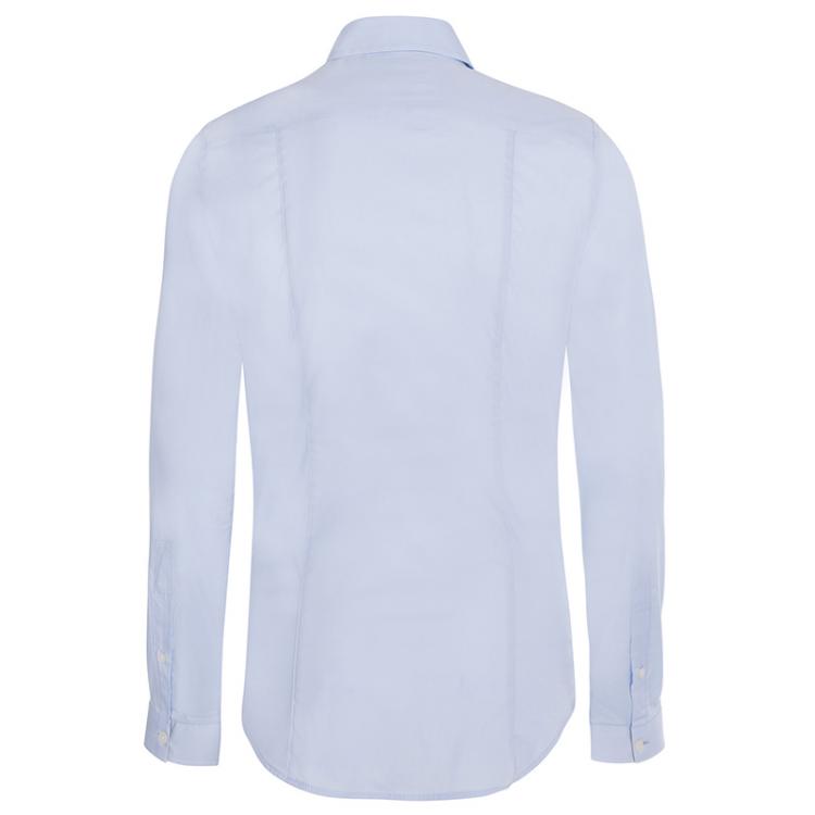 Pre Owned Burberry Brit Light Blue Novacheck Detail Cotton Shirt M