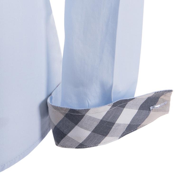 Pre Owned Burberry Brit Light Blue Novacheck Detail Cotton Shirt M