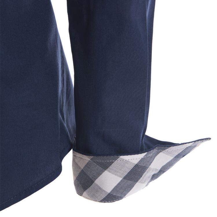 مملوكة مسبقًا Burberry Brit Navy Blue Novacheck Detail Cotton Shirt L