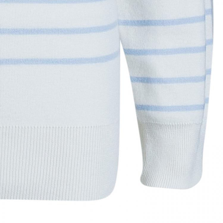Pre Owned Burberry Brit White and Blue Striped Sweater M 