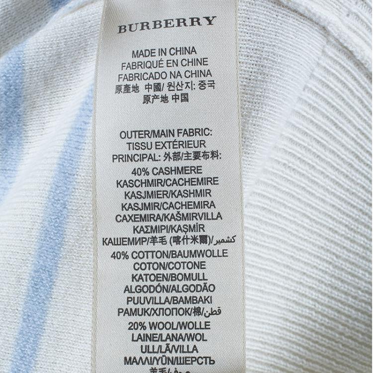Pre Owned Burberry Brit White and Blue Striped Sweater M 