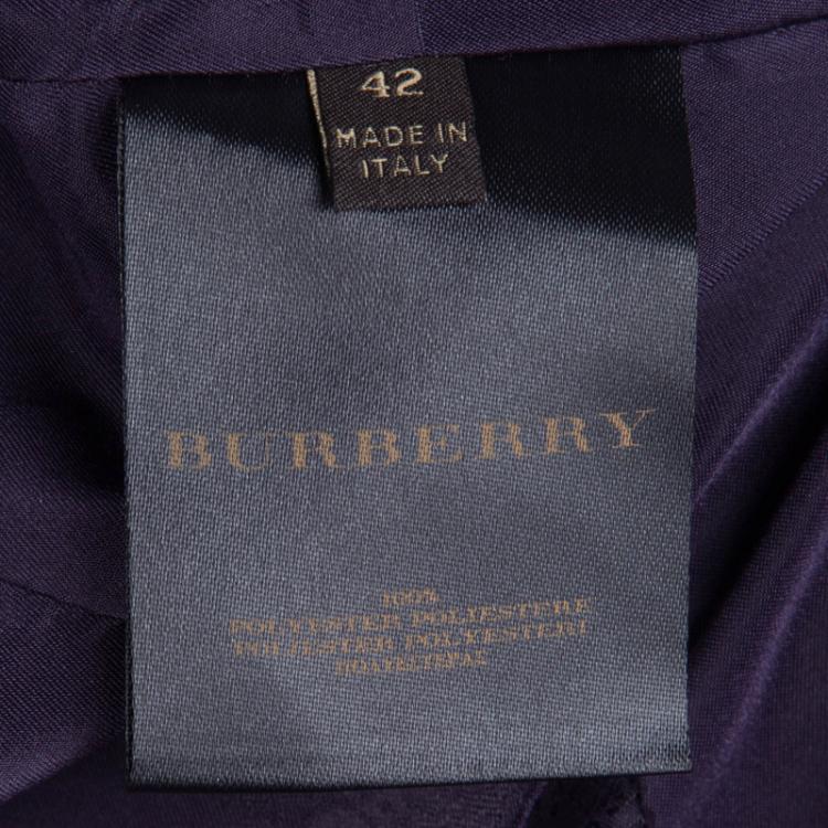 Pre Owned Burberry Purple Dual Tone Gathered Collar Detail Jacket M