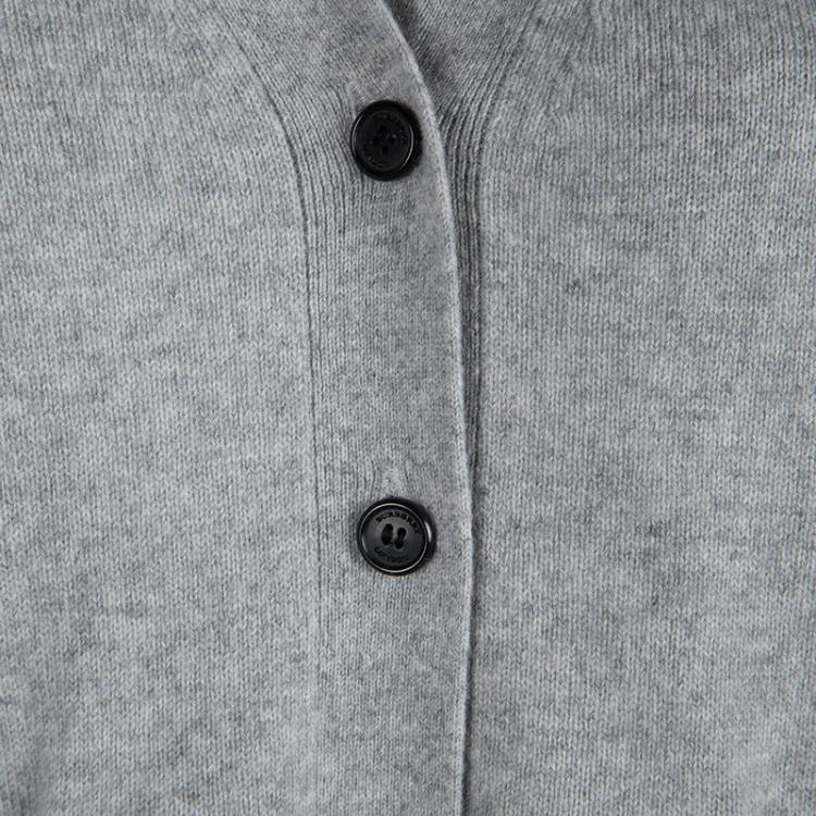 Pre Owned Burberry Light Grey Cashmere Button Front Cardigan XL