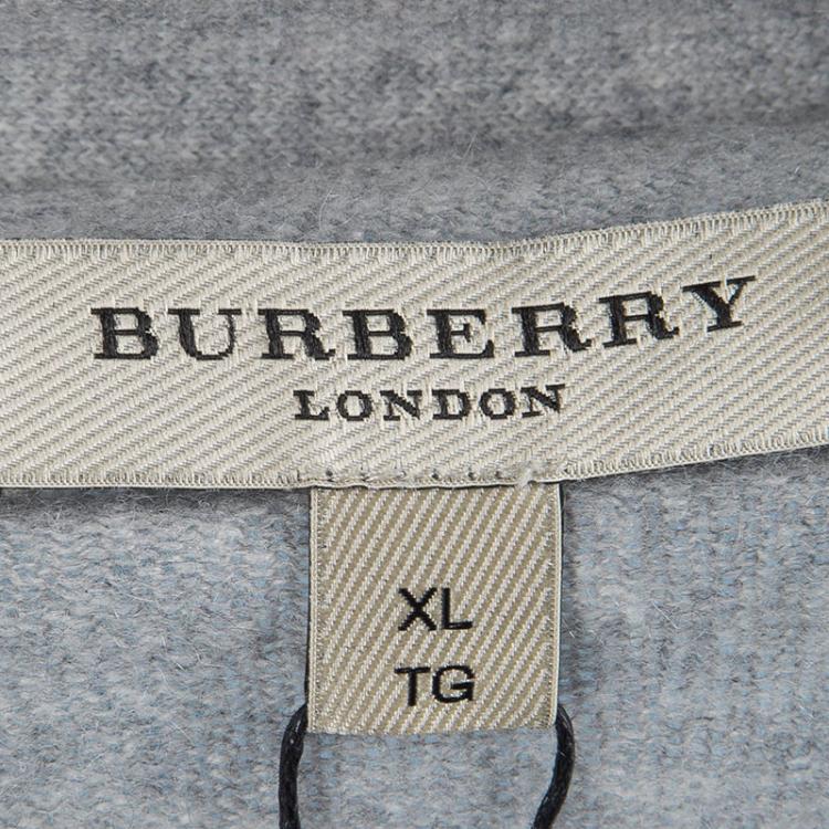 Pre Owned Burberry Light Grey Cashmere Button Front Cardigan XL