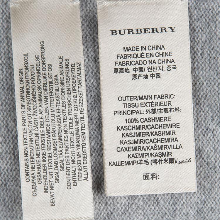 Pre Owned Burberry Light Grey Cashmere Button Front Cardigan XL