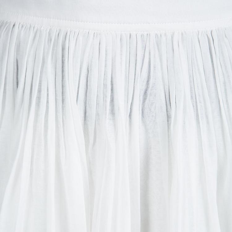 Pre Owned Burberry Brit White Cotton Gathered Skirt S