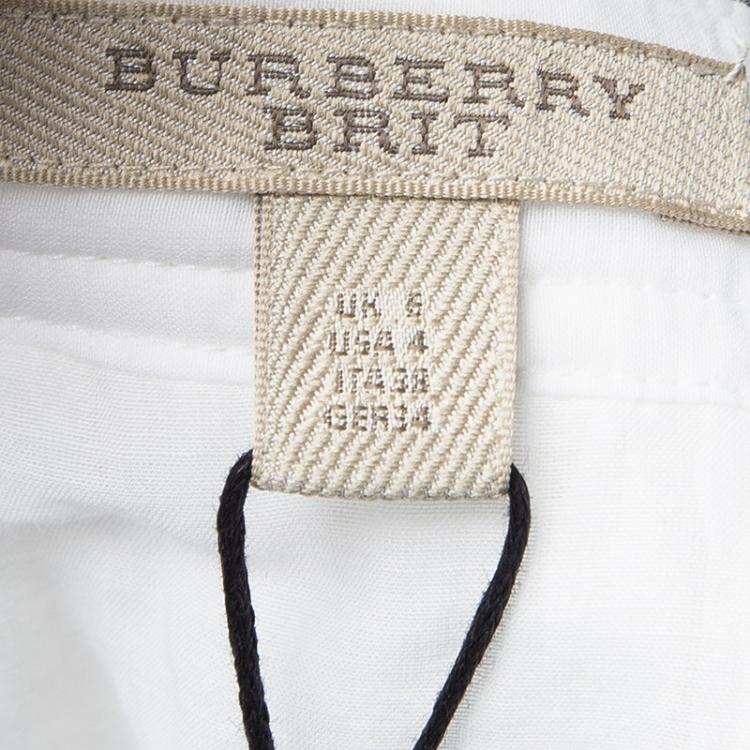 Pre Owned Burberry Brit White Cotton Gathered Skirt S