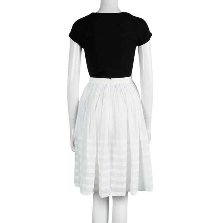 Pre Owned Burberry Brit White Cotton Gathered Skirt L