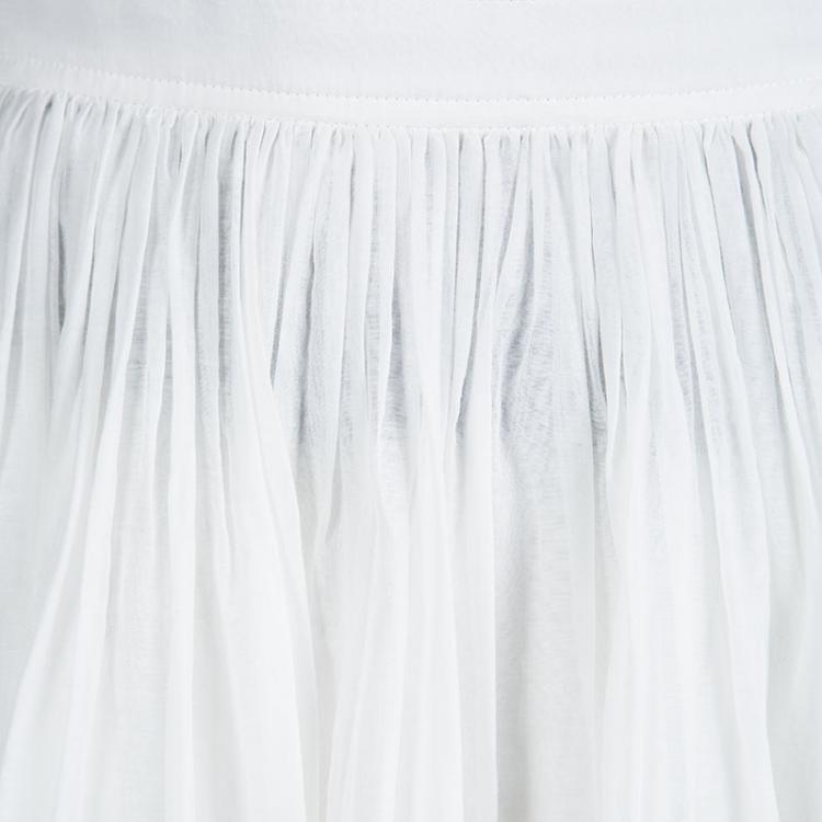 Pre Owned Burberry Brit White Cotton Gathered Skirt L