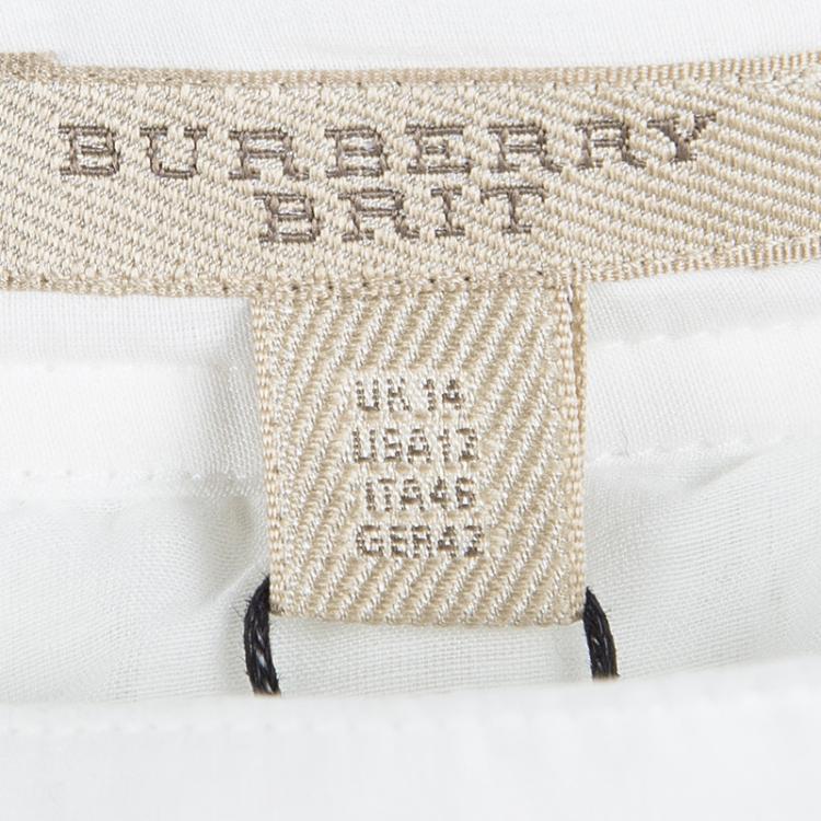 Pre Owned Burberry Brit White Cotton Gathered Skirt L