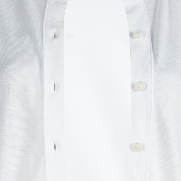 Pre Owned Burberry White Knit Ribbed Trim Cropped Cardigan XL