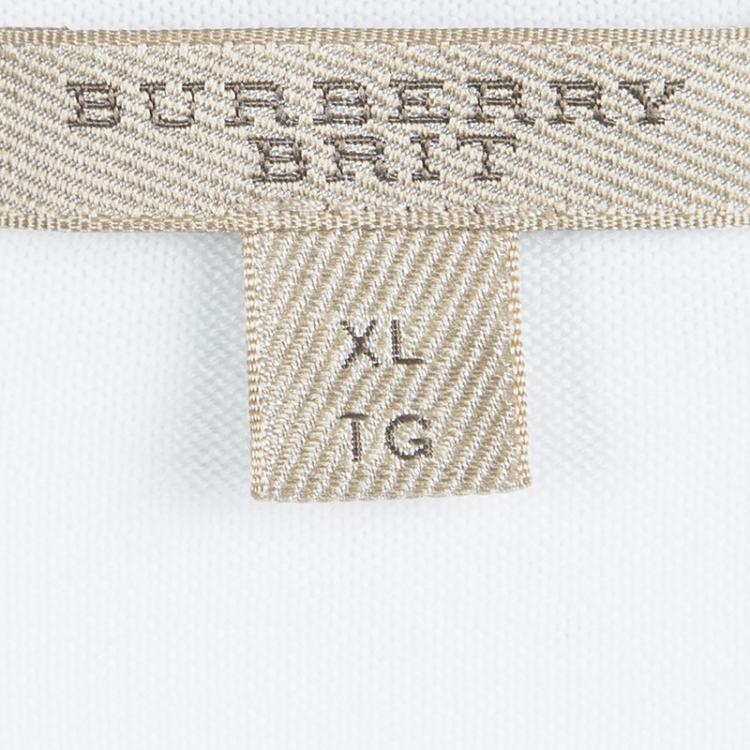 Pre Owned Burberry White Knit Ribbed Trim Cropped Cardigan XL