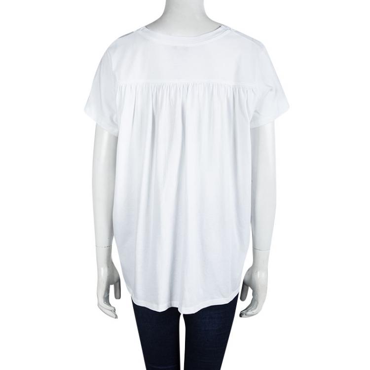 مملوكة مسبقًا Burberry Brit White Cotton Lace Trim Detail T-Shirt XL